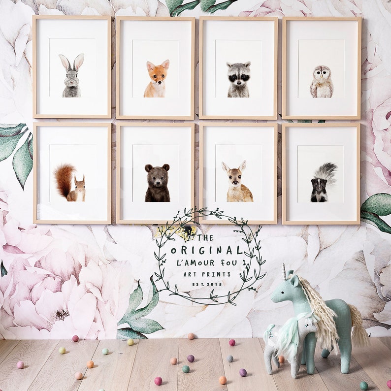 Woodland Nursery Prints Set of 8 Prints Woodland Nursery Etsy