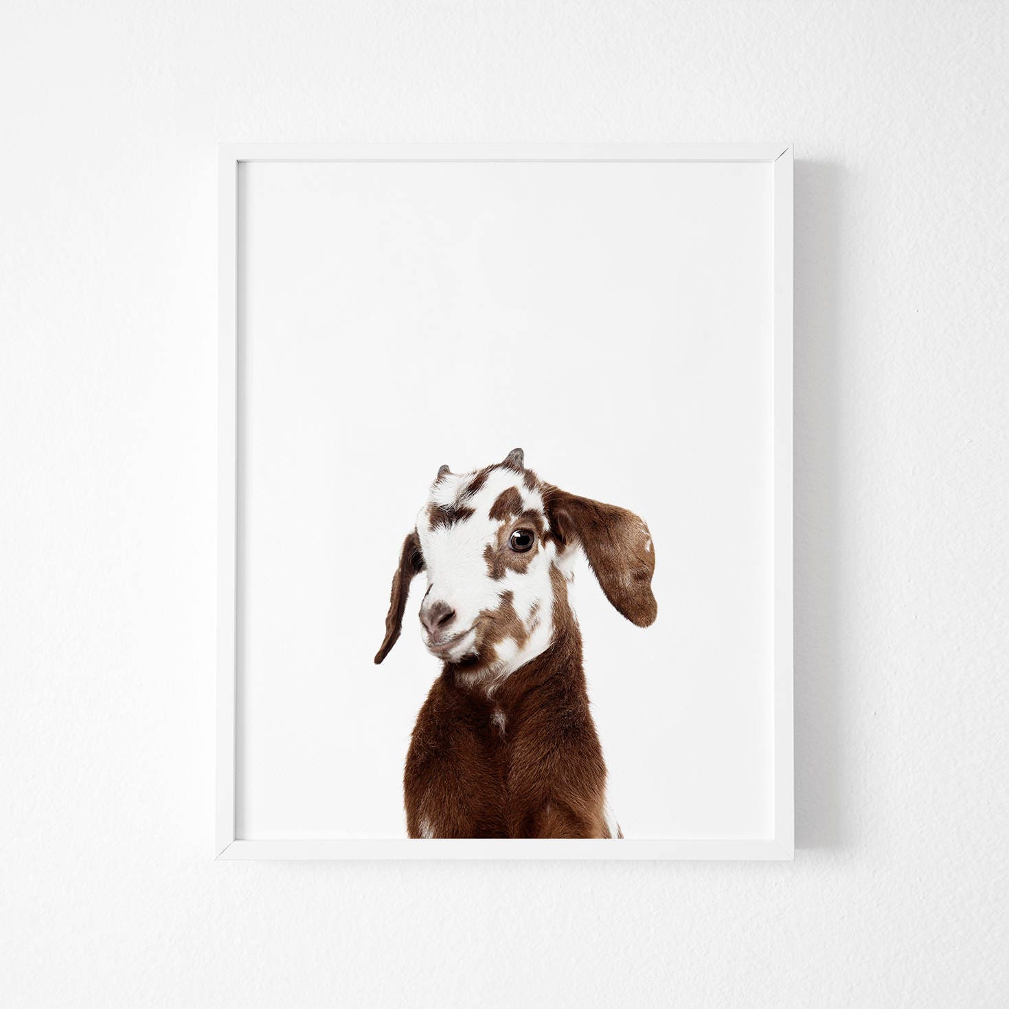 Goat Print Farm Decor Goat Wall Art Brown Gray Animal Etsy