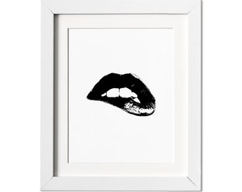 Lips print, Lips Wall Art, Fashion Decor, large wall art, large art prints, extra large wall art, Black and white print, Contemporary poster
