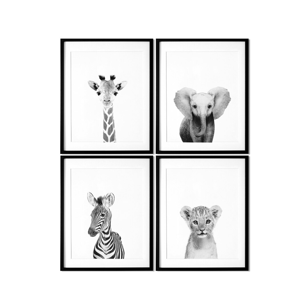 Safari Nursery Decor Black and White Animal Prints for Etsy