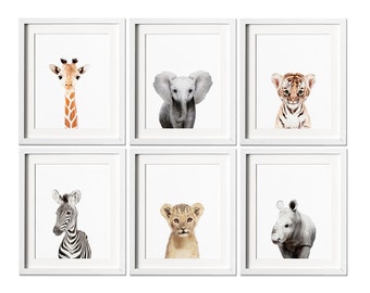 Safari Nursery Decor, Nursery Wall Art, Baby Animal Prints for Nursery, Safari Nursery Prints, Nursery Art, Jungle Nursery Decor- Set of 6