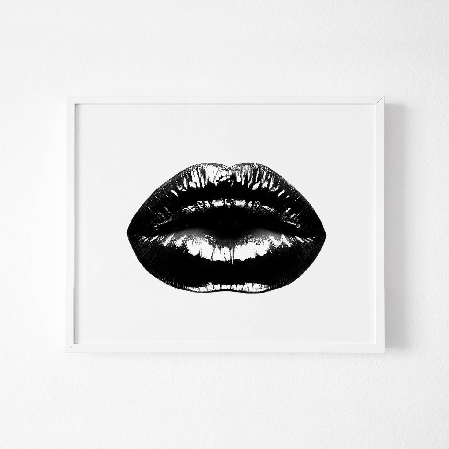 Black and White Lips print Lips Print Lips Decor Lips wall Etsy