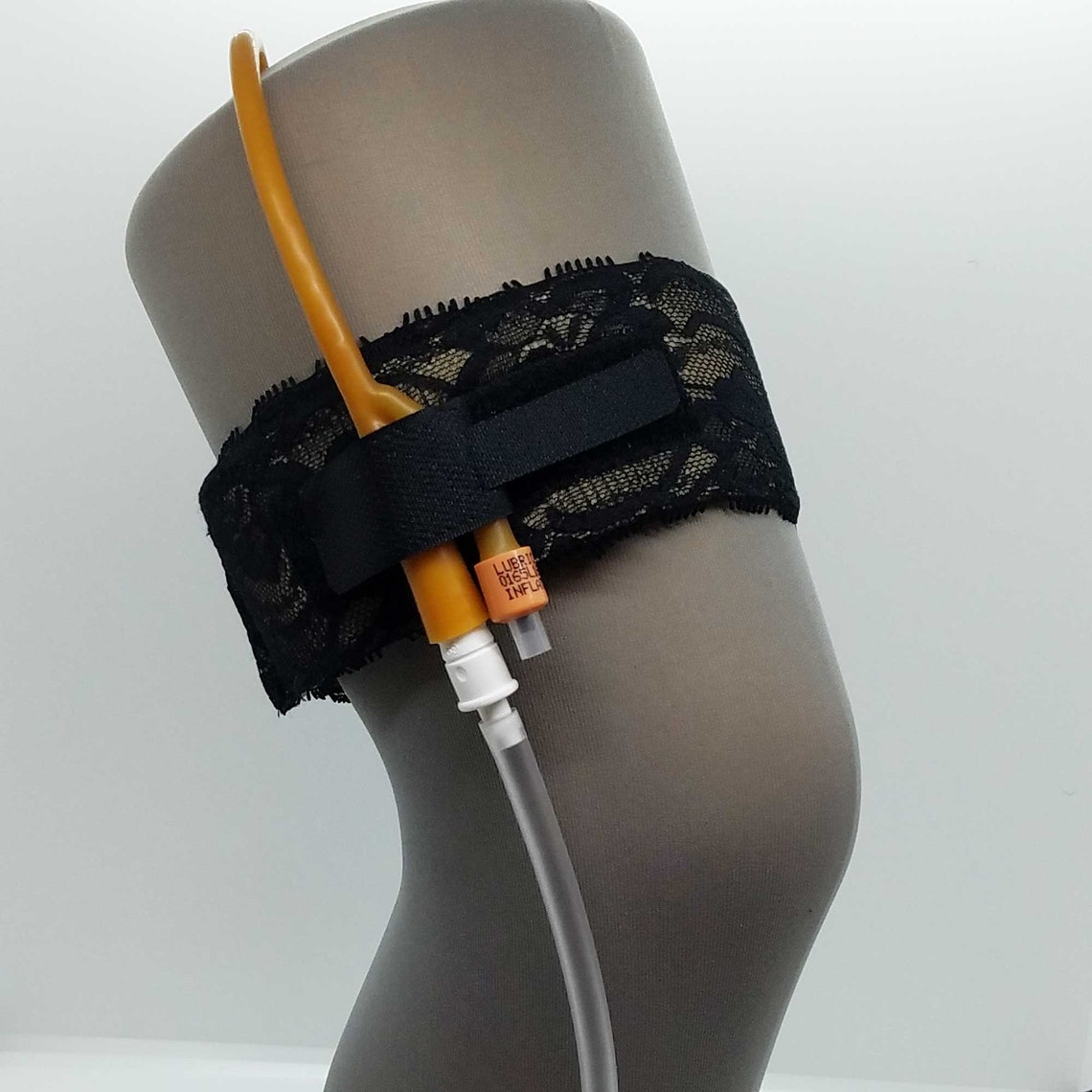 Black Lace / Beige Elastic Foley Catheter Leg Strap Large Etsy