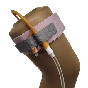 Mauve w Grey Elastic Foley Catheter Leg Strap | SMALL | Medical Accessory, Urinary Tube Straps, Catheter Holder, Catheter Bands, Cath Band
