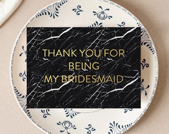 Thank You For Being My Bridesmaid Marble Luxury Letterpress Gold Foil Card