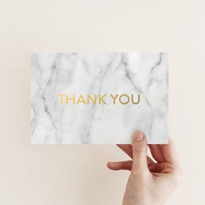 White Marble Luxury Gold Foil Wedding Thank You Card - Etsy
