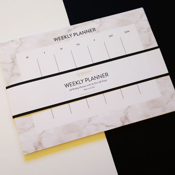 SECONDS SALE White Marble A4 Weekly Planner/Notepad