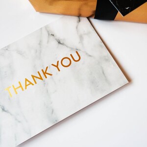 White Marble Luxury Gold Foil Wedding Thank You Card - Etsy