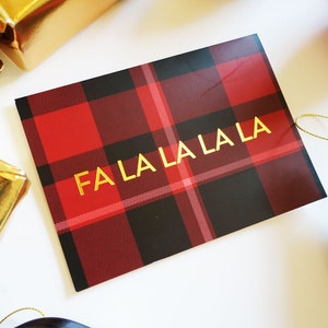Luxury Gold Foil Red Tartan Christmas Card image 2