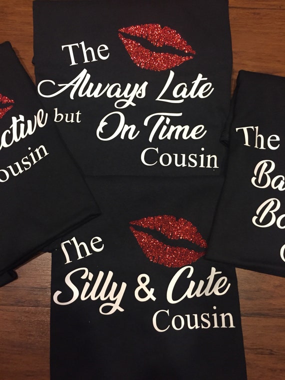 Adult Cousin Matching TShirts. Women Cousin Tee Glitter. Etsy