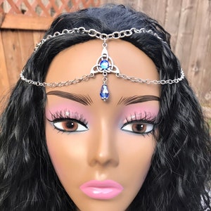 Celtic Knot Glass Head Chain Circlet ~ More Colors! ~ Fantasy Midieval Cosplay Head Piece ~ Elven LARP Crown Jewelry ~ Belfry Studios
