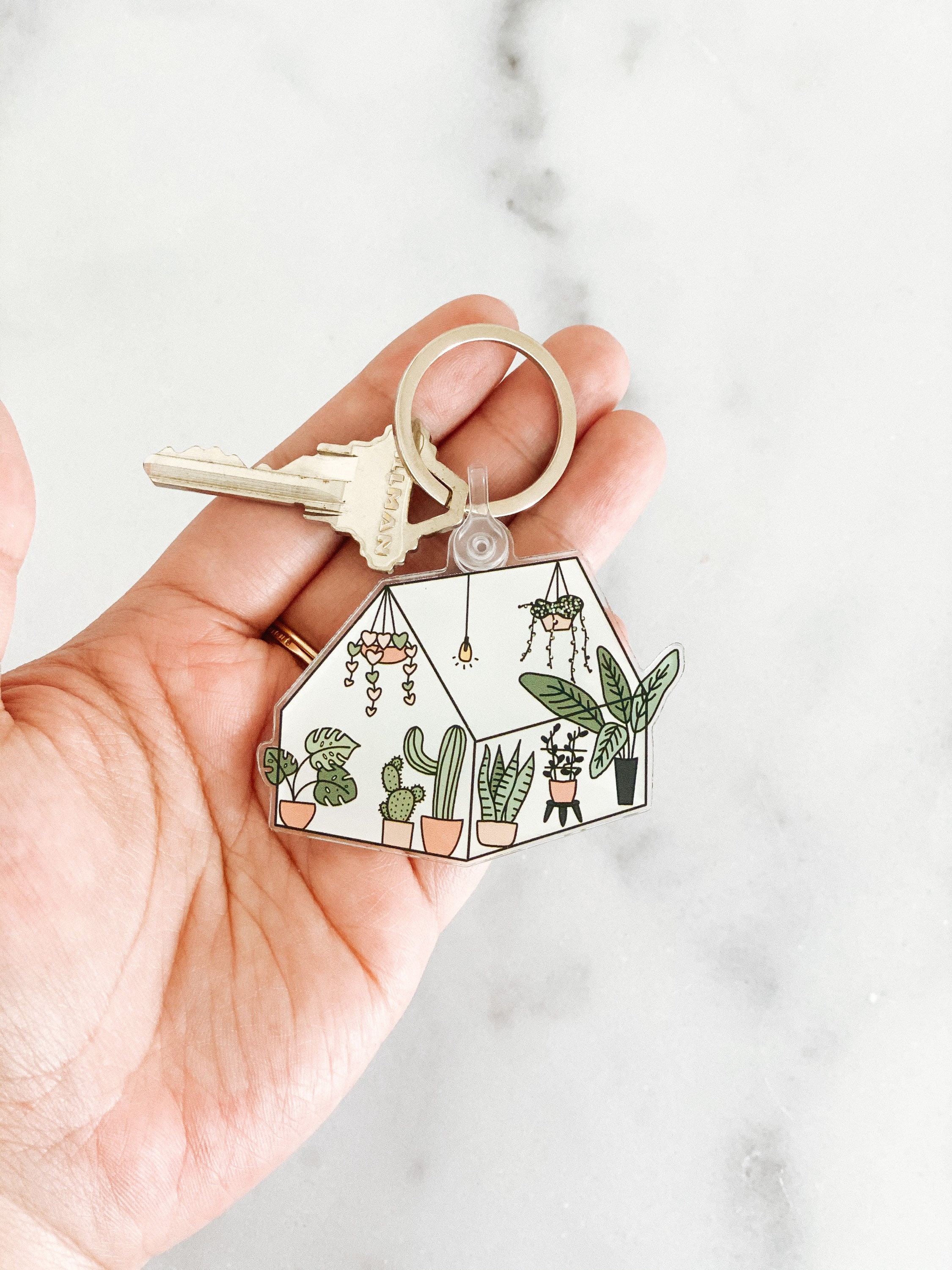 Greenhouse Keychain Terrarium Acrylic Keychain Plant Keychain Etsy