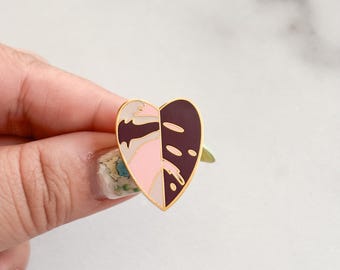 Philodendron Pink Princess Lapel Pin Stocking Stuffer Christmas Gift Plant Pin Houseplant Pin Variegated Philodendron Hard Enamel Pin