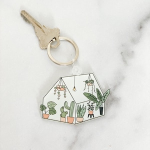 Greenhouse Keychain Terrarium acrylic keychain Plant Keychain acrylic charm plant gift leaf keychain plant car key holder house plant gift