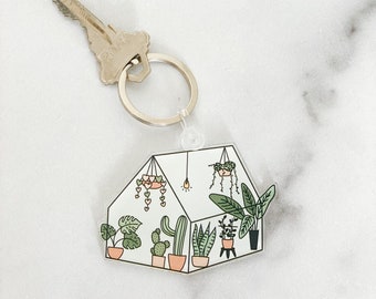 Greenhouse Keychain Terrarium acrylic keychain Plant Keychain acrylic charm plant gift leaf keychain plant car key holder house plant gift