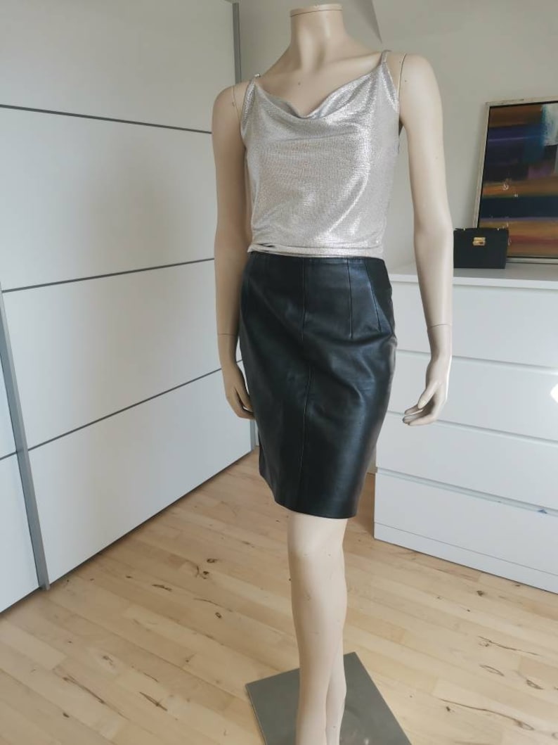 Vintage Leather skirtBlack Pencil skirt