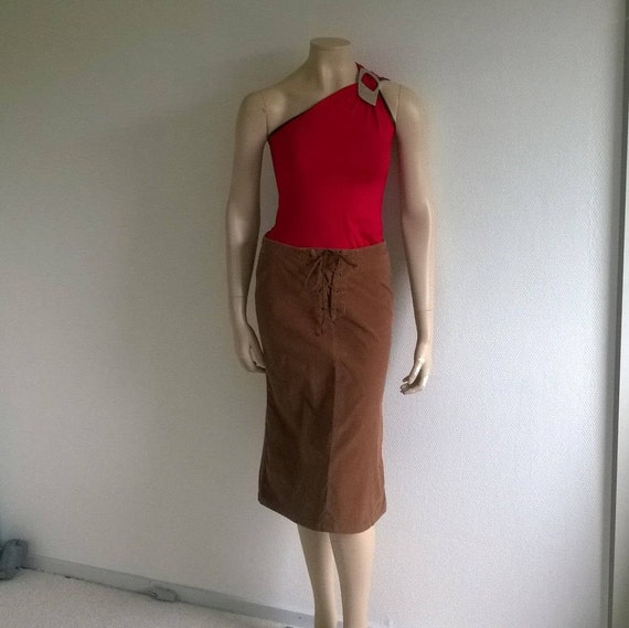 Vintage 90s skirt//Velvet Pencil skirt