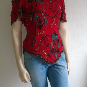 Silk Sequined Embroidered top