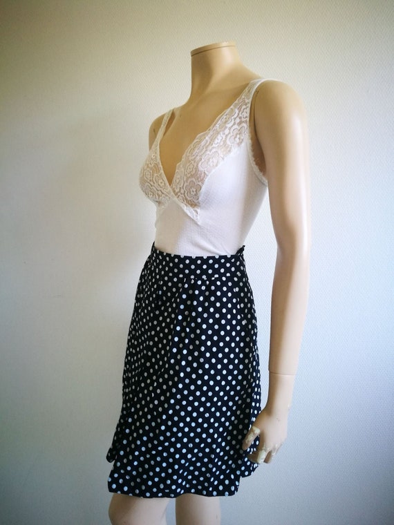 Vintage 90s Skirt high waist Skater polka dot skir