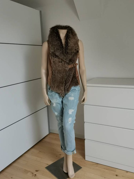 Fur jacket//Imitated fur vest//Fitted sleeveless j