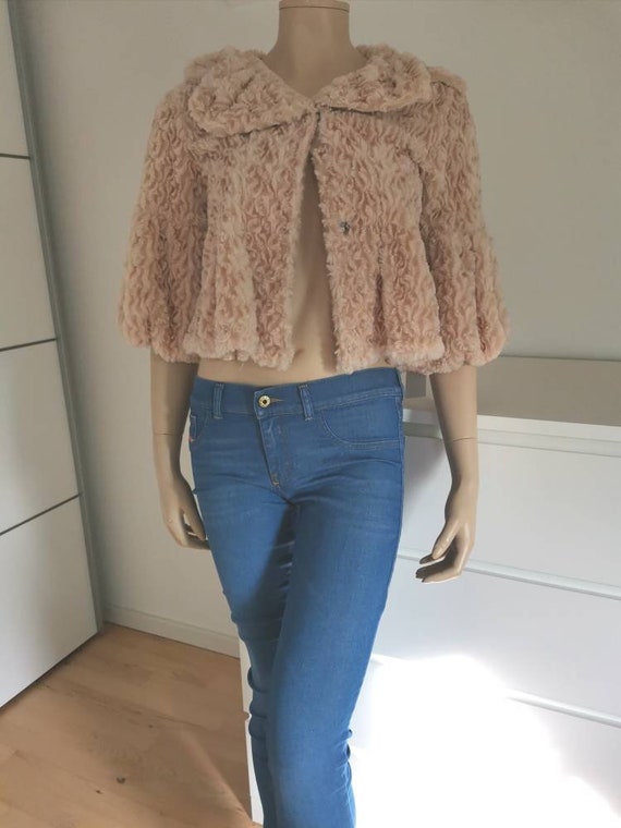 Vintage Fur cape//crop cape jacket