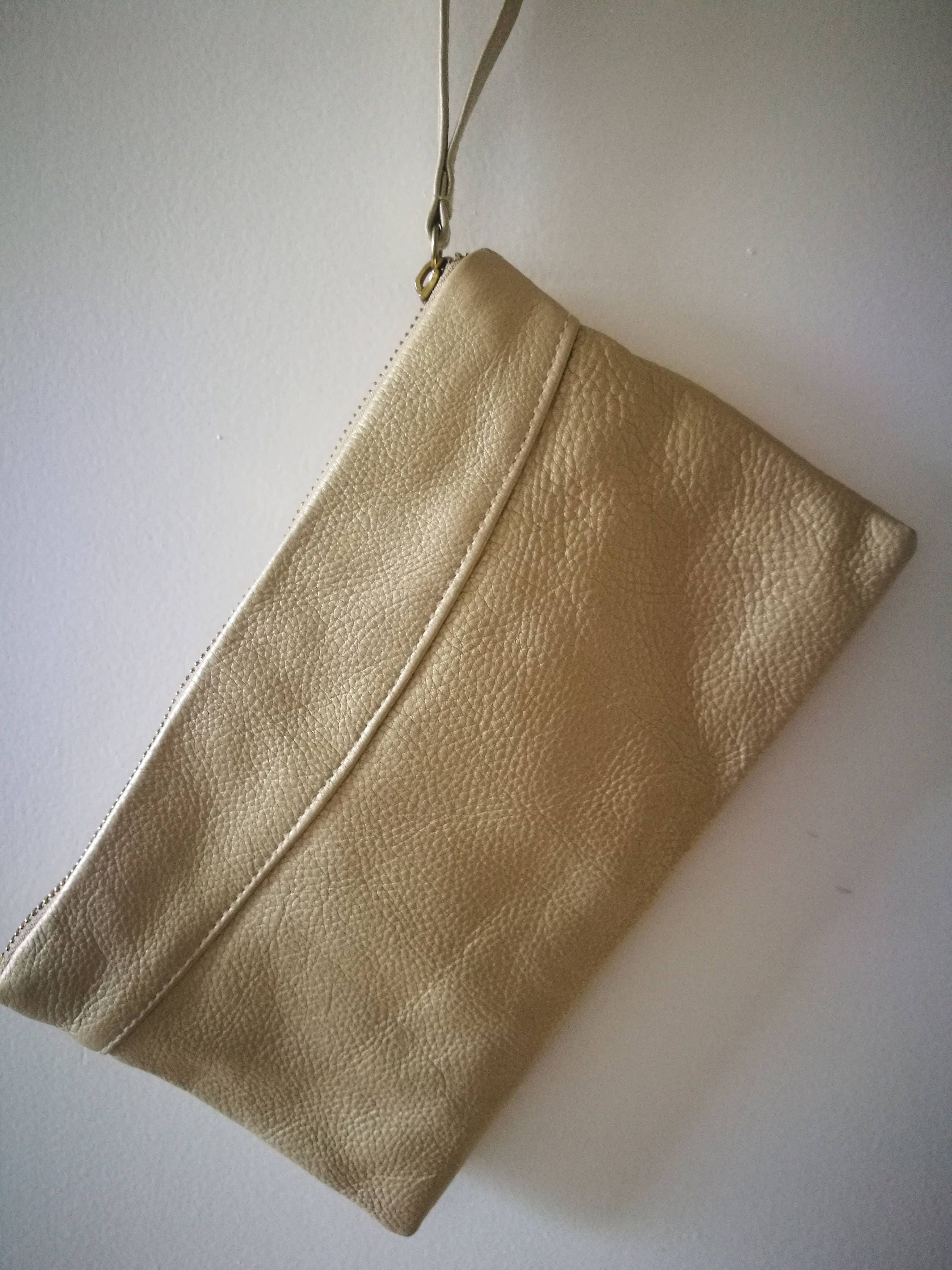 Vintage Clutch Metallic Genuine Gold Leather Wristlet Evening Etsy Ireland
