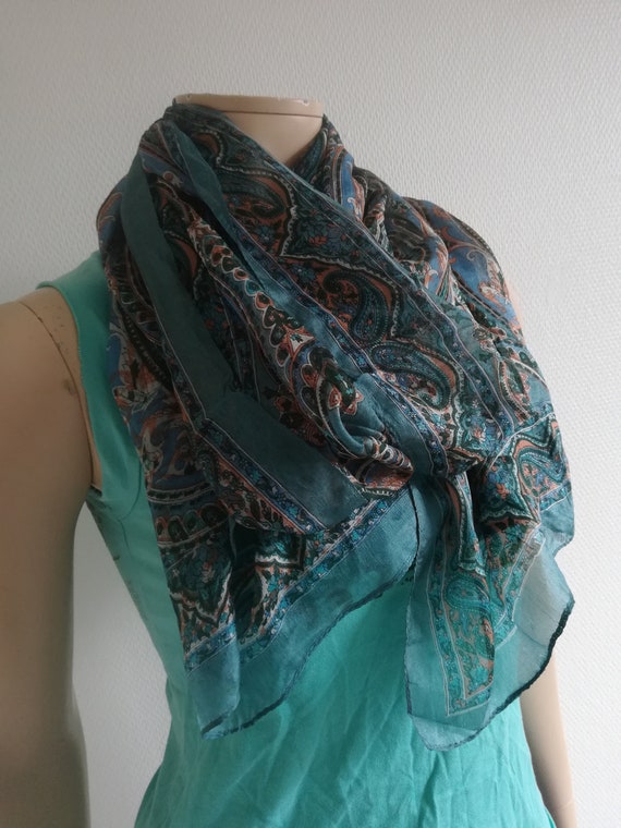 Silk scarf//Paisley Boho wrap//Semi Sheer scarf