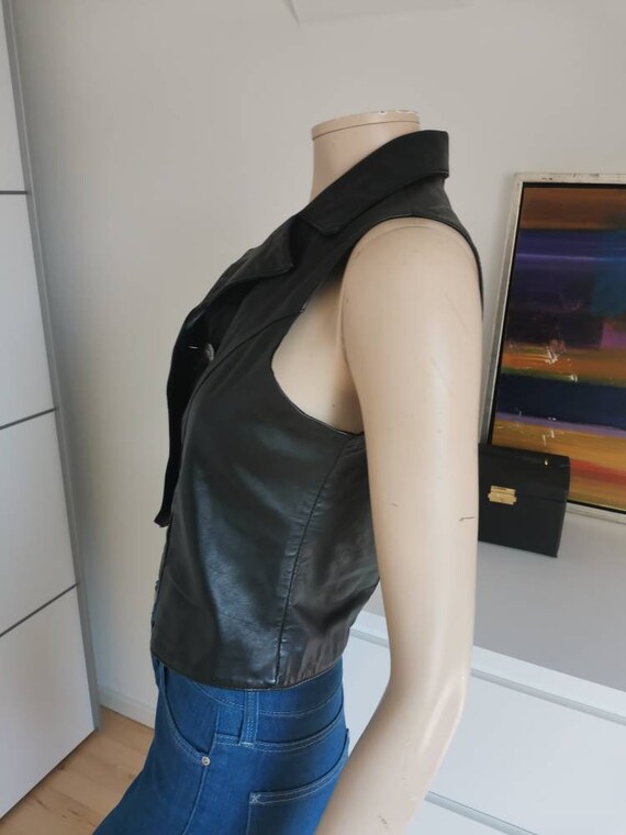 90s Cropped jacket//Black Genuine Leather vest