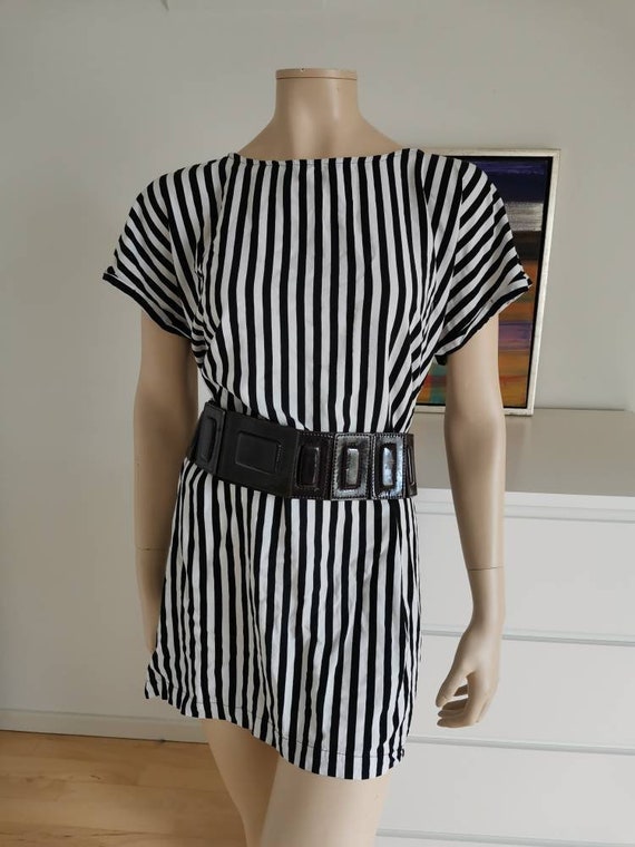 90s Loose fit dress//Black and White stripes