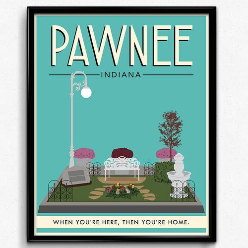 Pawnee Indiana  Map Illustration Print