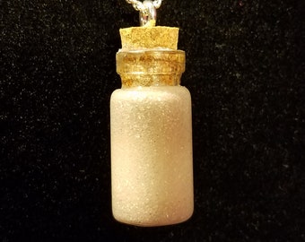 June Birthstone Bottle Charm Necklace (Pearl)