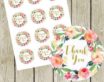 Thank You Tags Printable. 2 Round Tags. Instant | Etsy