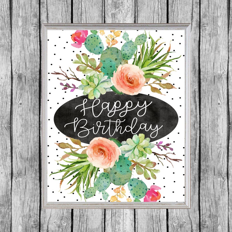 Printable Happy Birthday Sign. 8x10 Happy Birthday Printable. Etsy