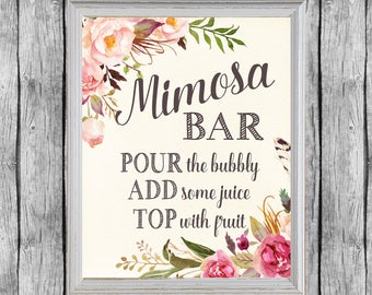 Mimosa Bar Sign. Juice Labels Printable. Bridal Shower Mimosa Sign. Shower Sign. Printable Bridal Shower Decor. Instant Download