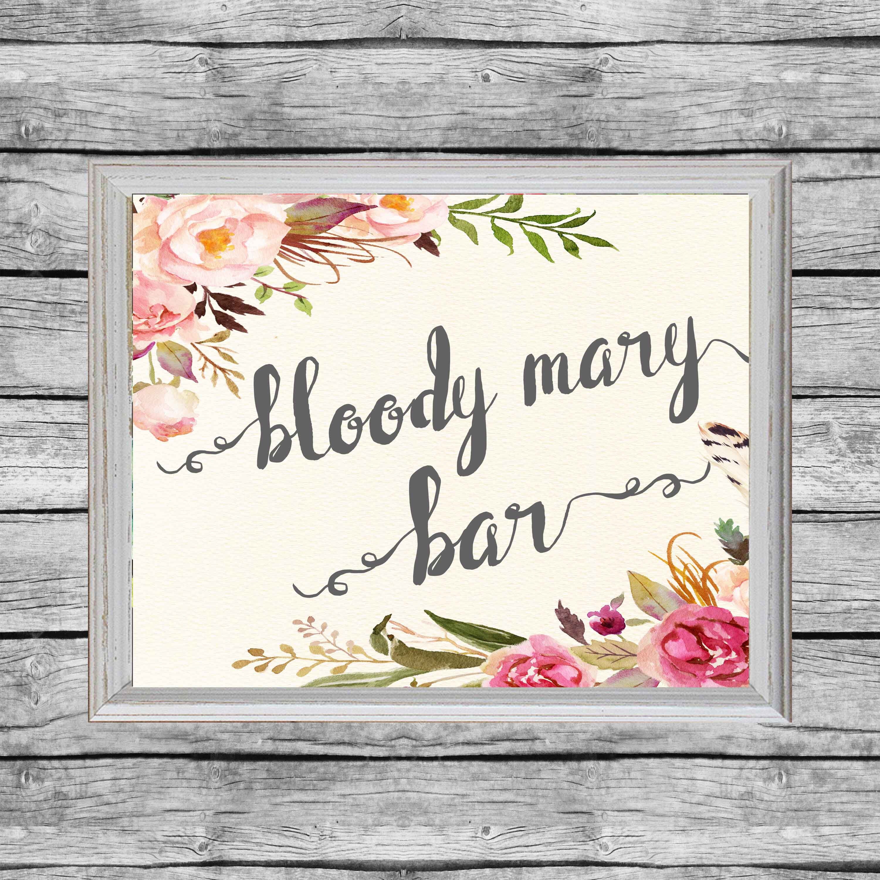 Bloody Mary Sign. Bloody Mary Bar Sign Printable. 8x10 Bridal Etsy