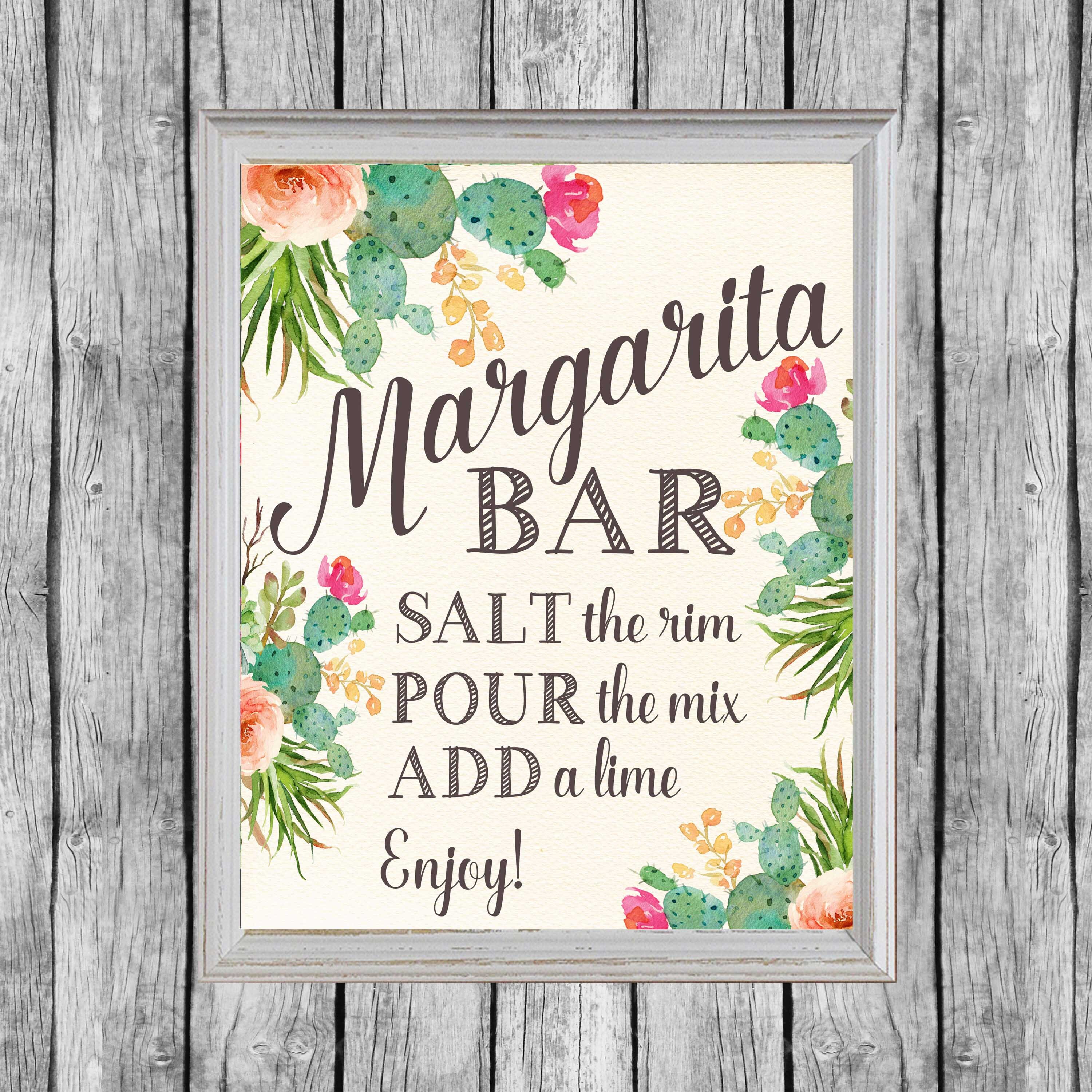 Margarita Bar Sign. Margarita Bar Printable. Bridal Shower Etsy