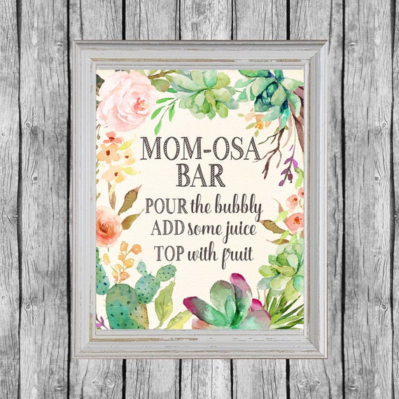 Mom osa Bar Sign Momosa Bar Printable Baby Shower Mimosa Etsy