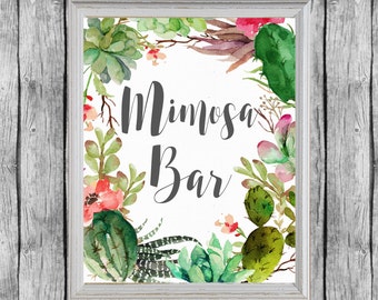 Mimosa Bar Printable. Bridal Shower Succulent Decoration. Bridal Shower Mimosa Bar Sign. Printable Bridal Shower Decor. Instant Download.