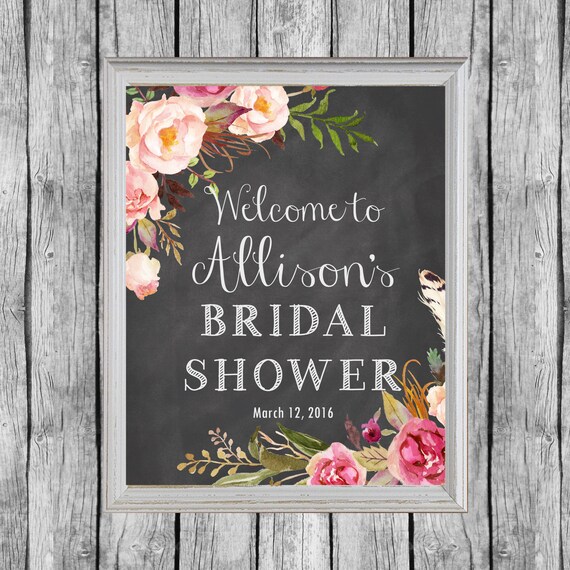 Bridal Shower Sign Door Decoration Black Welcome Digital Printable Decor