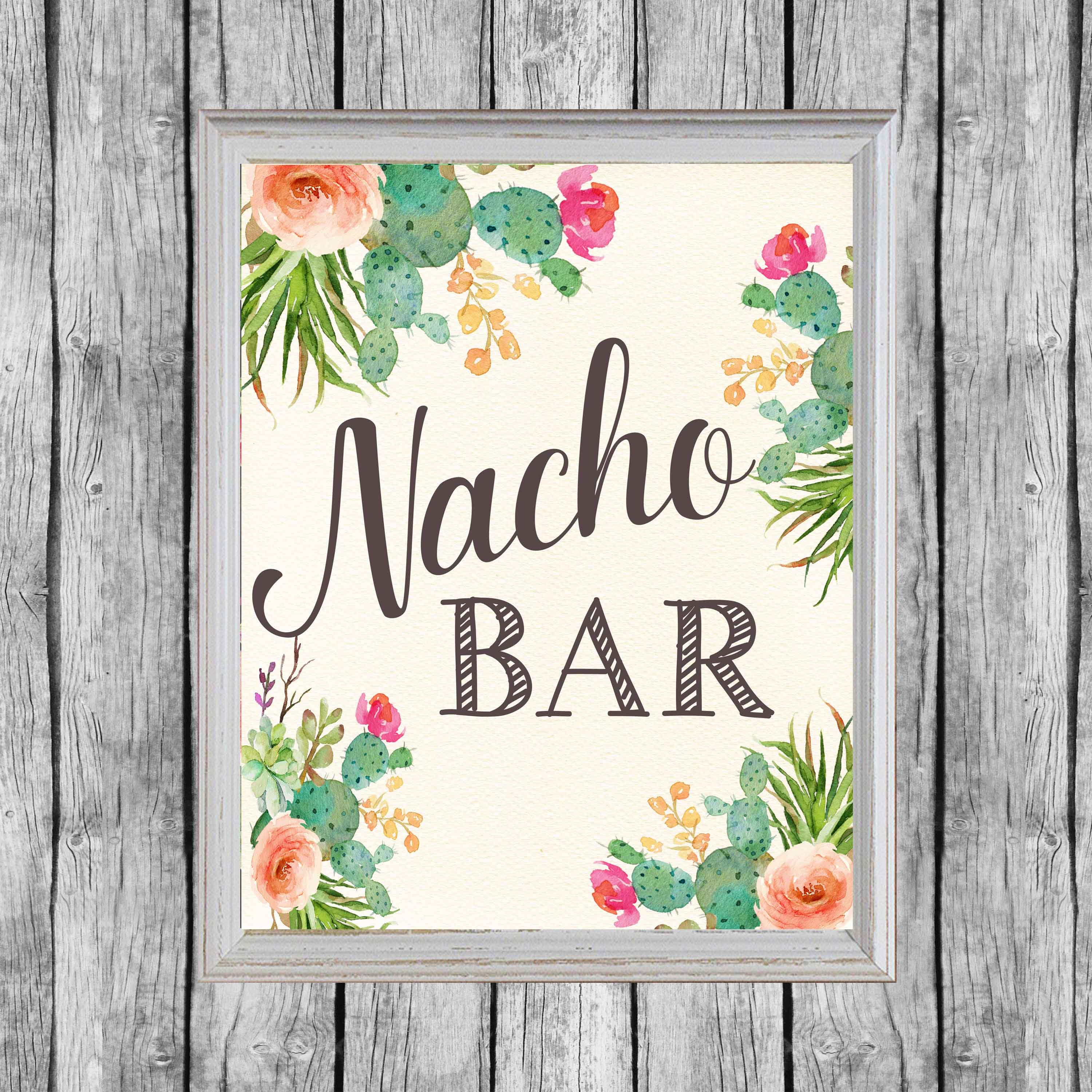Nacho Bar Sign Nacho Bar Printable Bridal Shower Fiesta Bar Etsy