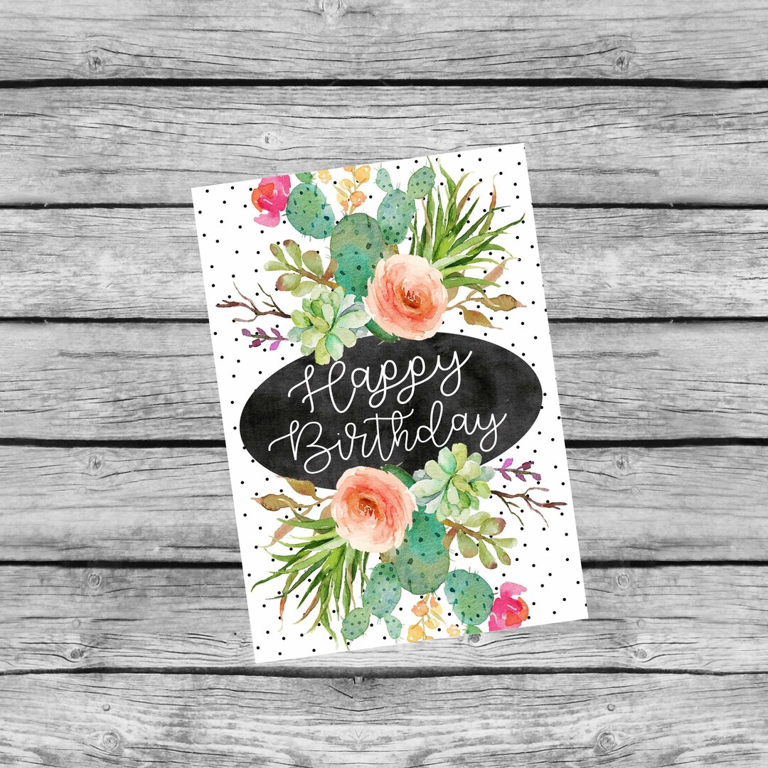 Birthday Card Printable. Cactus Birthday Card 3.5x5 Digital - Etsy