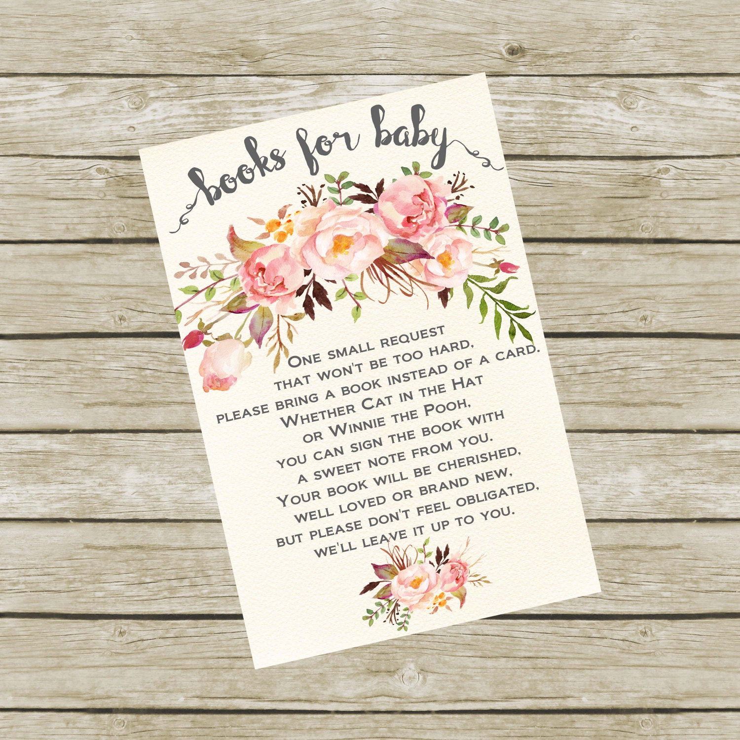 Books for Baby Book Request Baby Shower Book Request 4x6