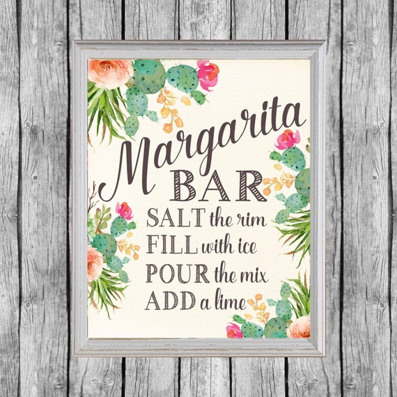 Margarita Bar Sign. Margarita Bar Printable. Bridal Shower Etsy