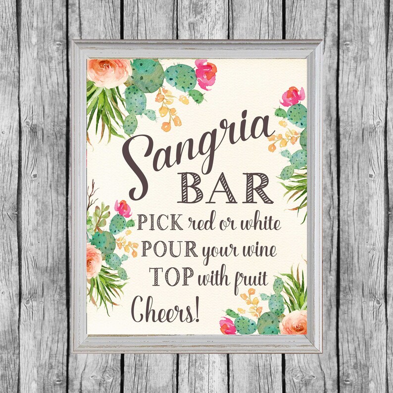 Sangria Bar Sign. Sangria Bar Printable. Bridal Shower Fiesta - Etsy