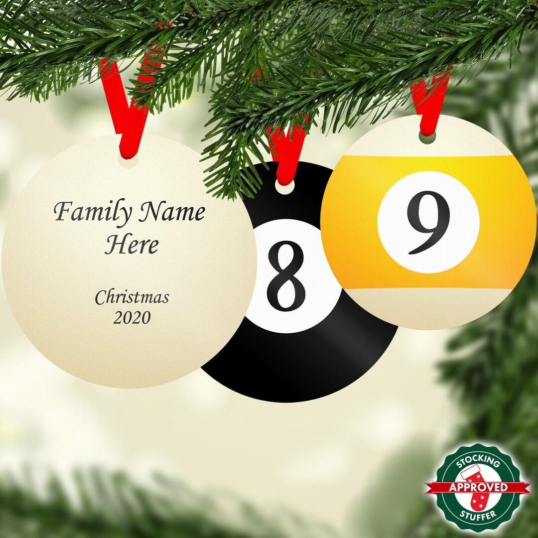 Complete Set of Billiard Balls Textured Christmas Ornaments Etsy