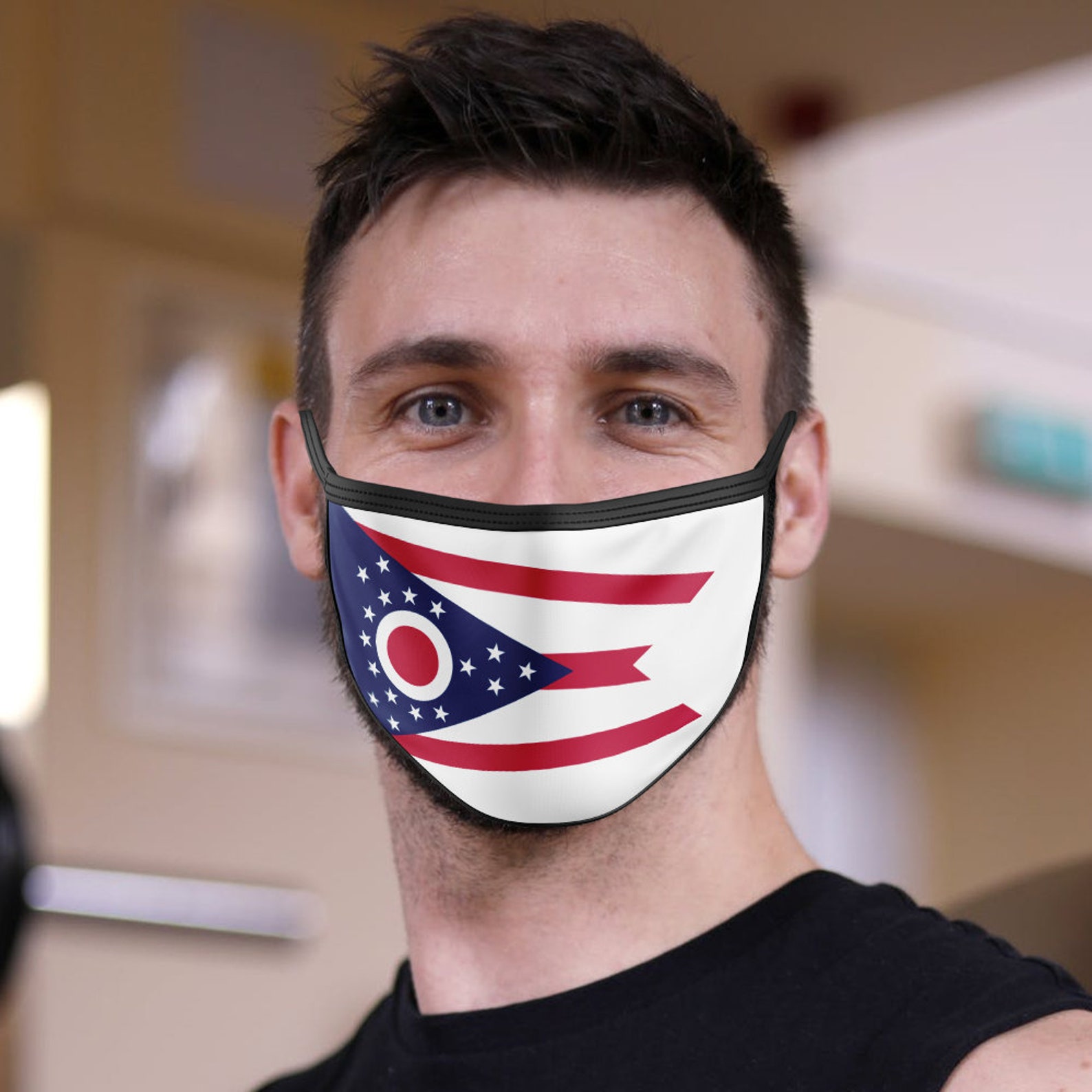 Ohio State Flag Face Mask Unisex Reusable Washable 3 Layer Etsy