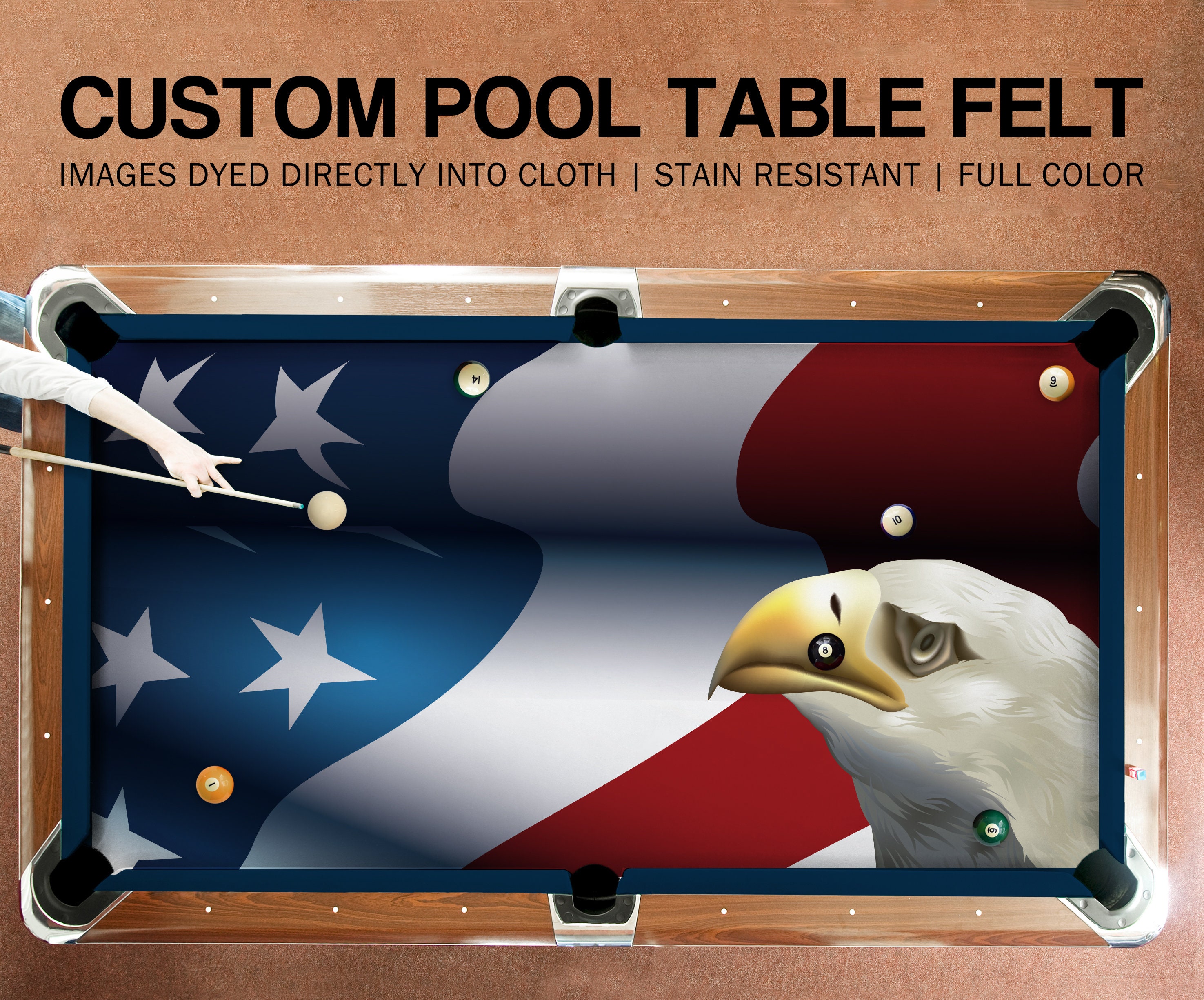 American Flag Bald Eagle Custom Pool Table Felt for - Etsy