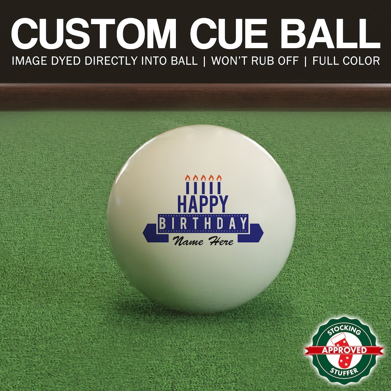 Happy Birthday Personalized Pool and Billiard Cue Ball Gift Etsy