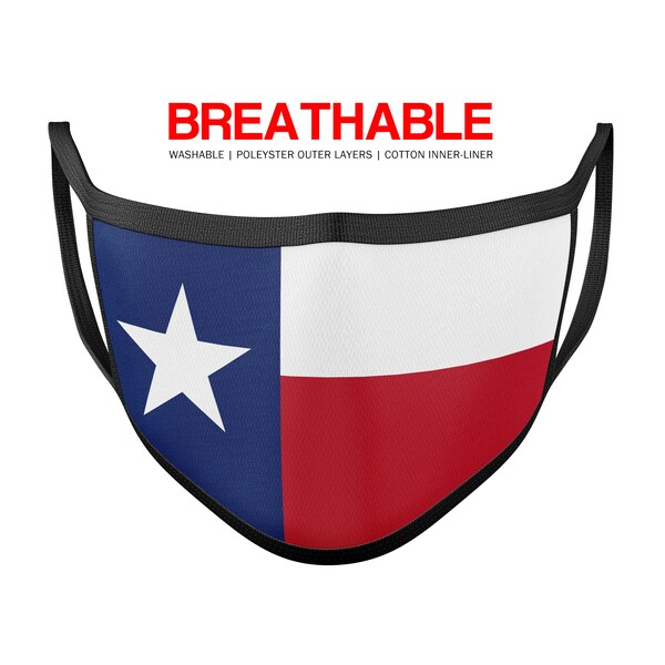 Texas State Flag Face Mask Unisex Reusable Washable 3 Layer 100% Polyester