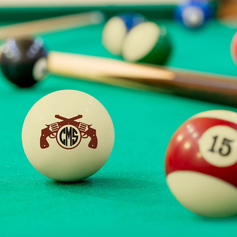 Birthday or Father/'s Day Gift Great for Boyfriend or Husband Personalized Custom Cowboy Monogram Cue Ball